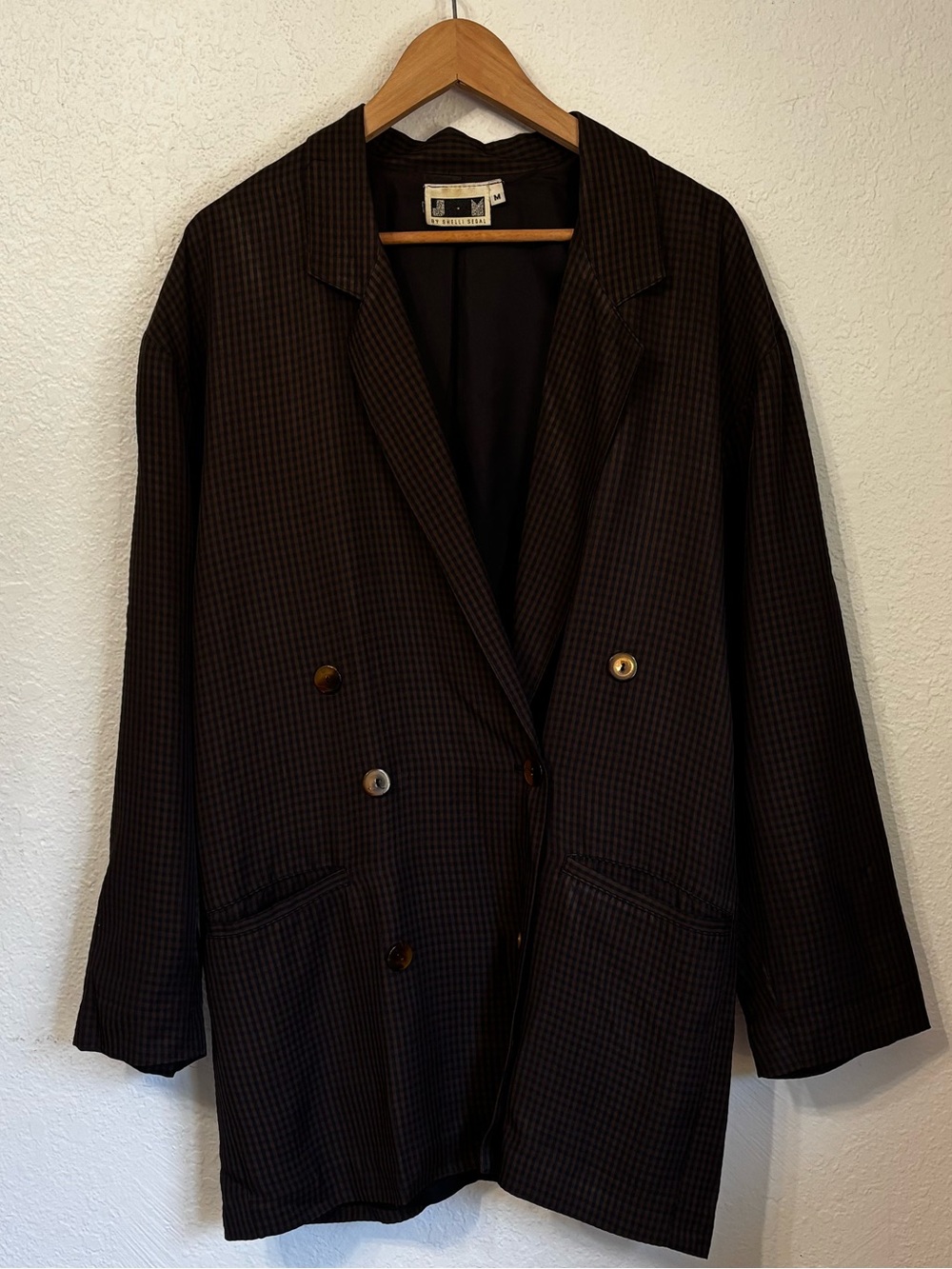 Vintage JM by Shelli Segal Plaid Double Breasted Long Line Blazer Medium